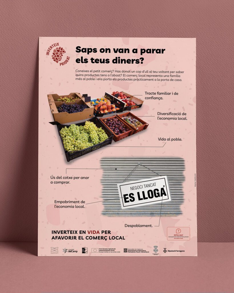 cartell botiga local proximitat fruiteria inverteix compra priorat